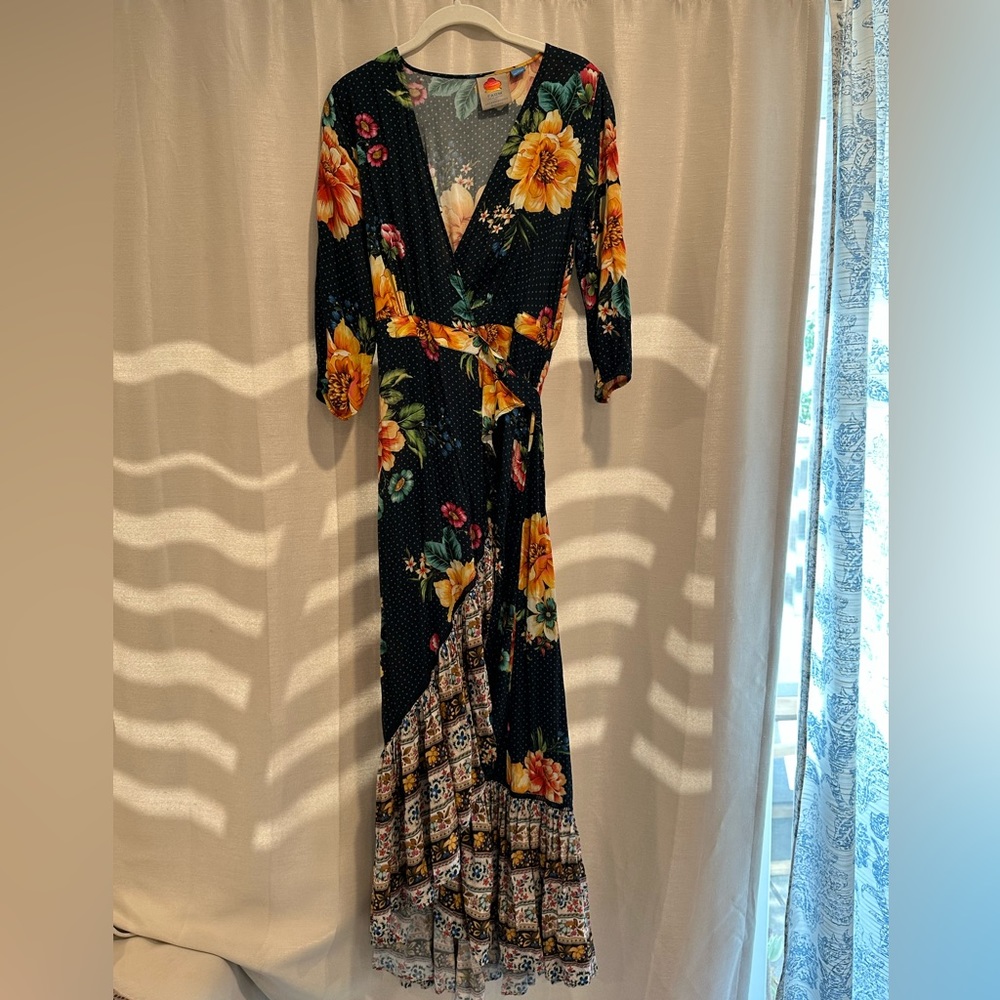 Farm Rio Anthropologie • Majorca Floral Wrap Dress